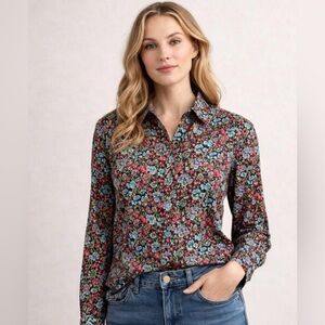 J Crew Liberty of London Primrose Floral Print Button Down Perfect Shirt
